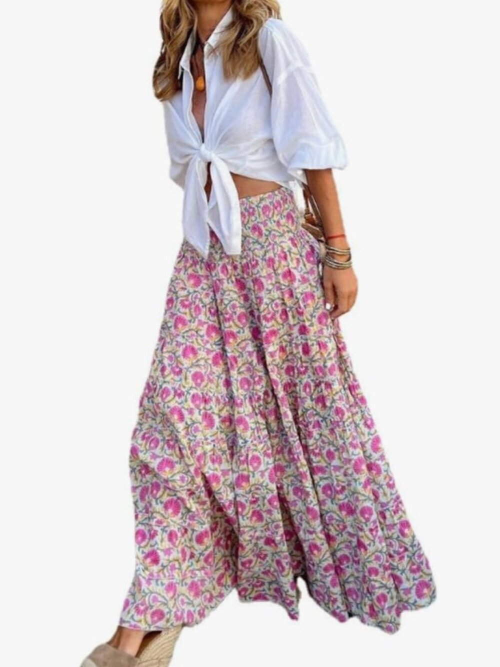 NWOT Spevert Boho Floral Elastic High Waist Maxi Skirt, Size Extra Large